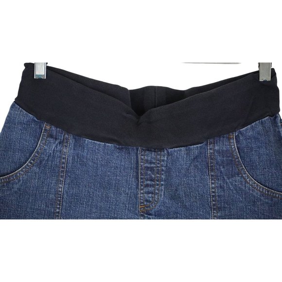 Duo Maternity Jean Shorts Size S Stretch Blue Denim - Picture 2 of 5
